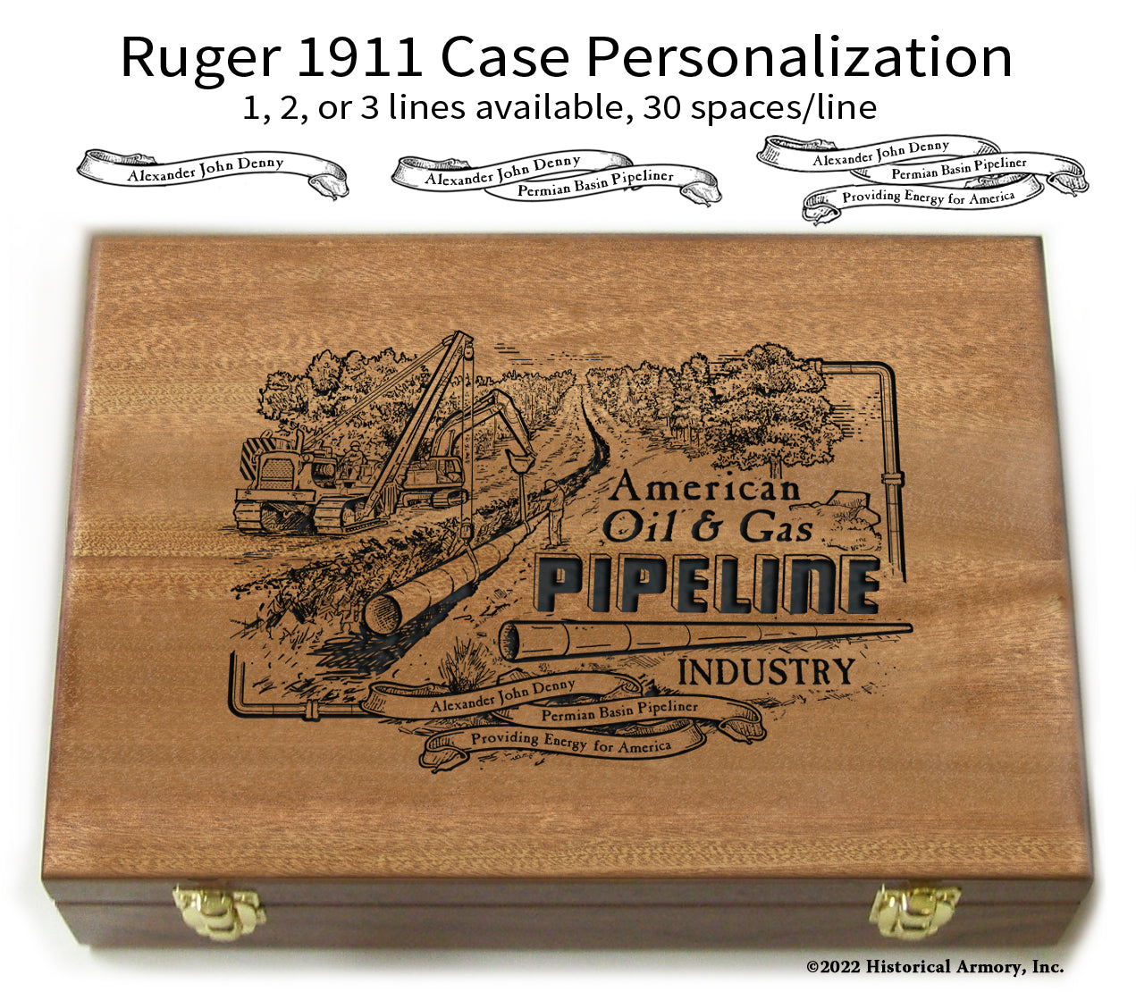 American Oil & Gas Engraved Ruger .45 Auto 1911 Personalized Presentation Case