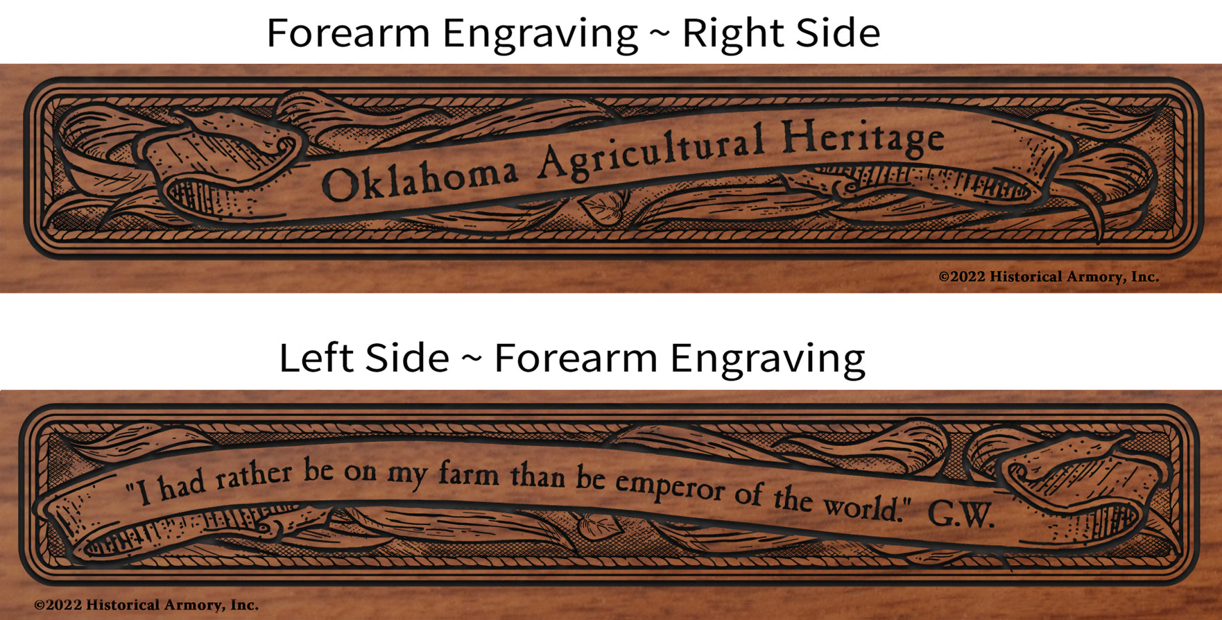 Oklahoma Agricultural Heritage Engraved Rifle Forearm