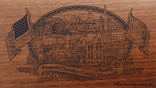 Ozaukee County Wisconsin Engraved Rifle Buttstock