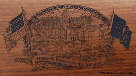 Parke County Indiana Engraved Rifle Buttstock