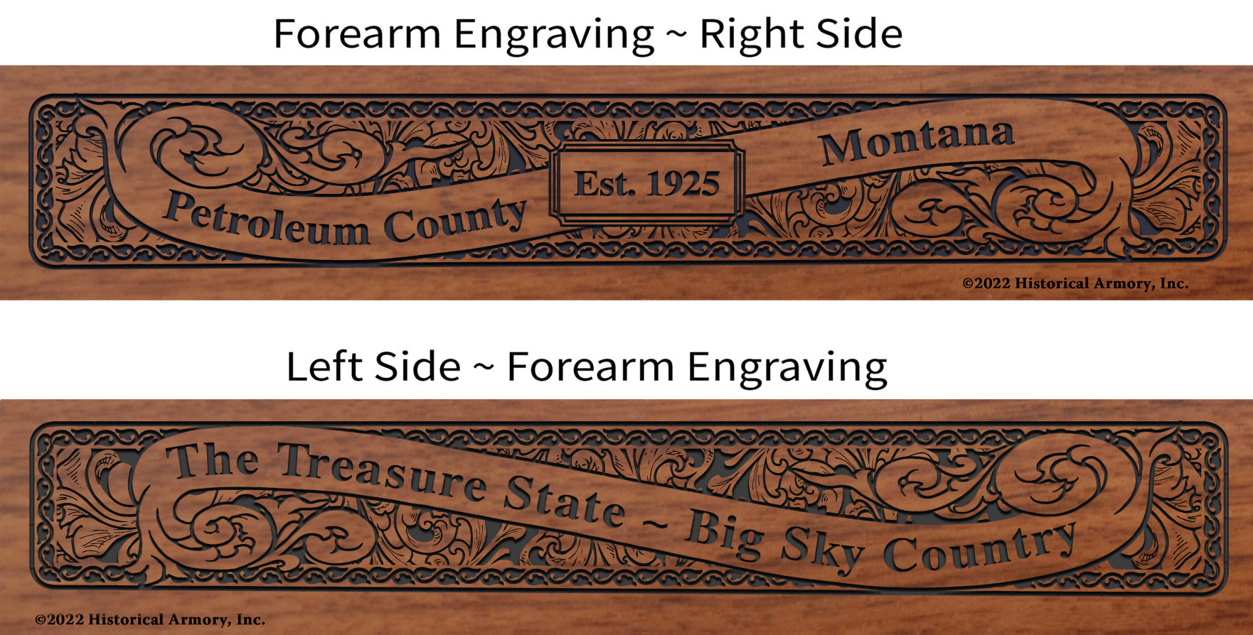 Petroleum County Montana Engraved Rifle Forearm