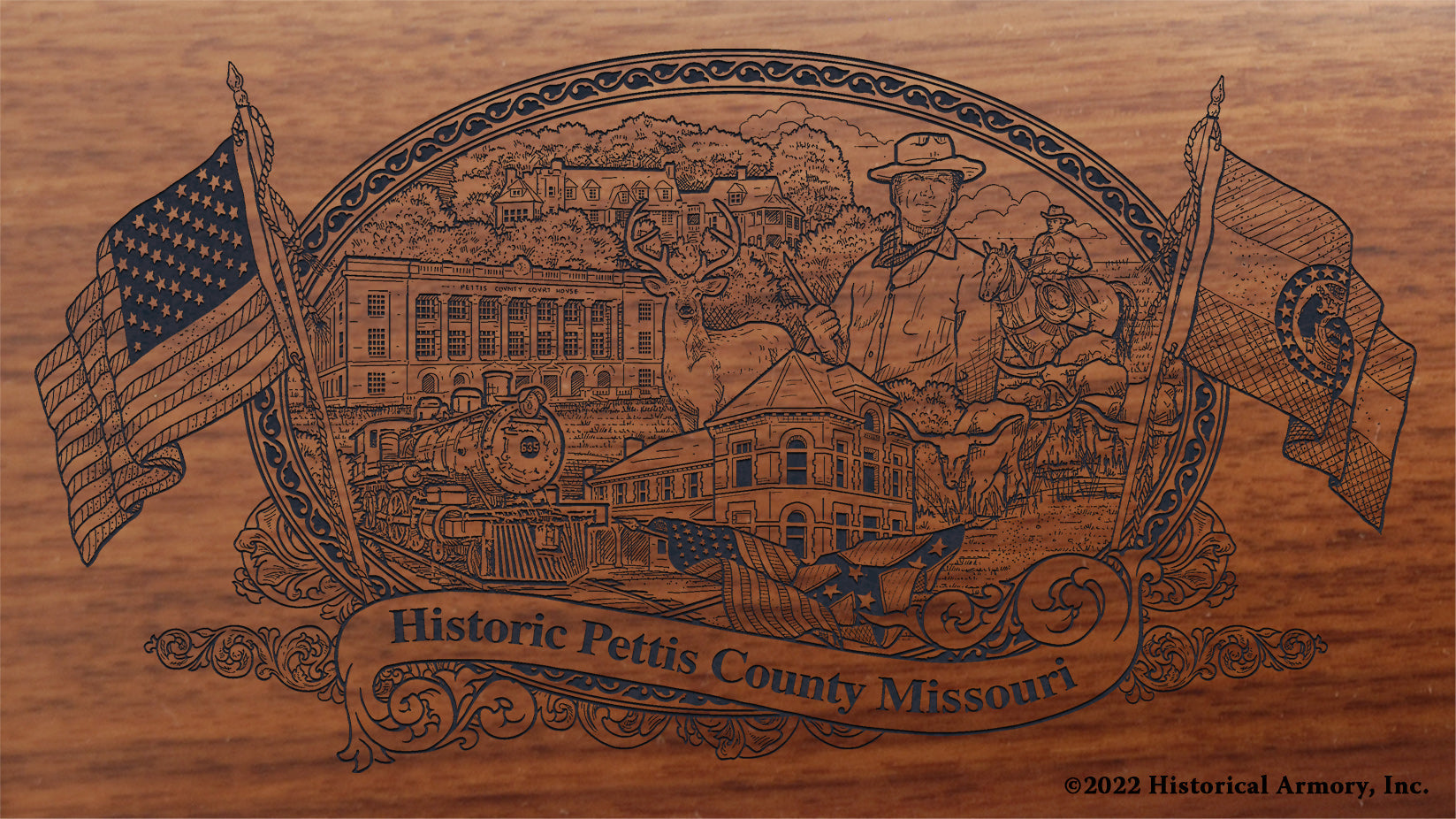 ​【希少】12世紀 西欧アンティーク コレクション ヘンリー1世期 Pettis County Missouri Engraved Rifle – Historical Armory