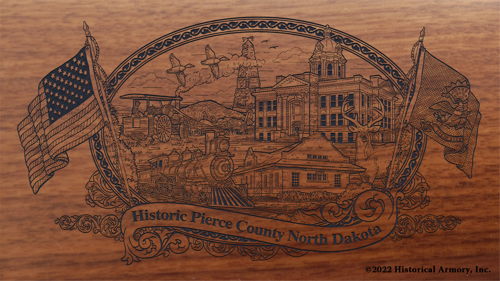 Pierce County North Dakota Engraved Rifle Buttstock