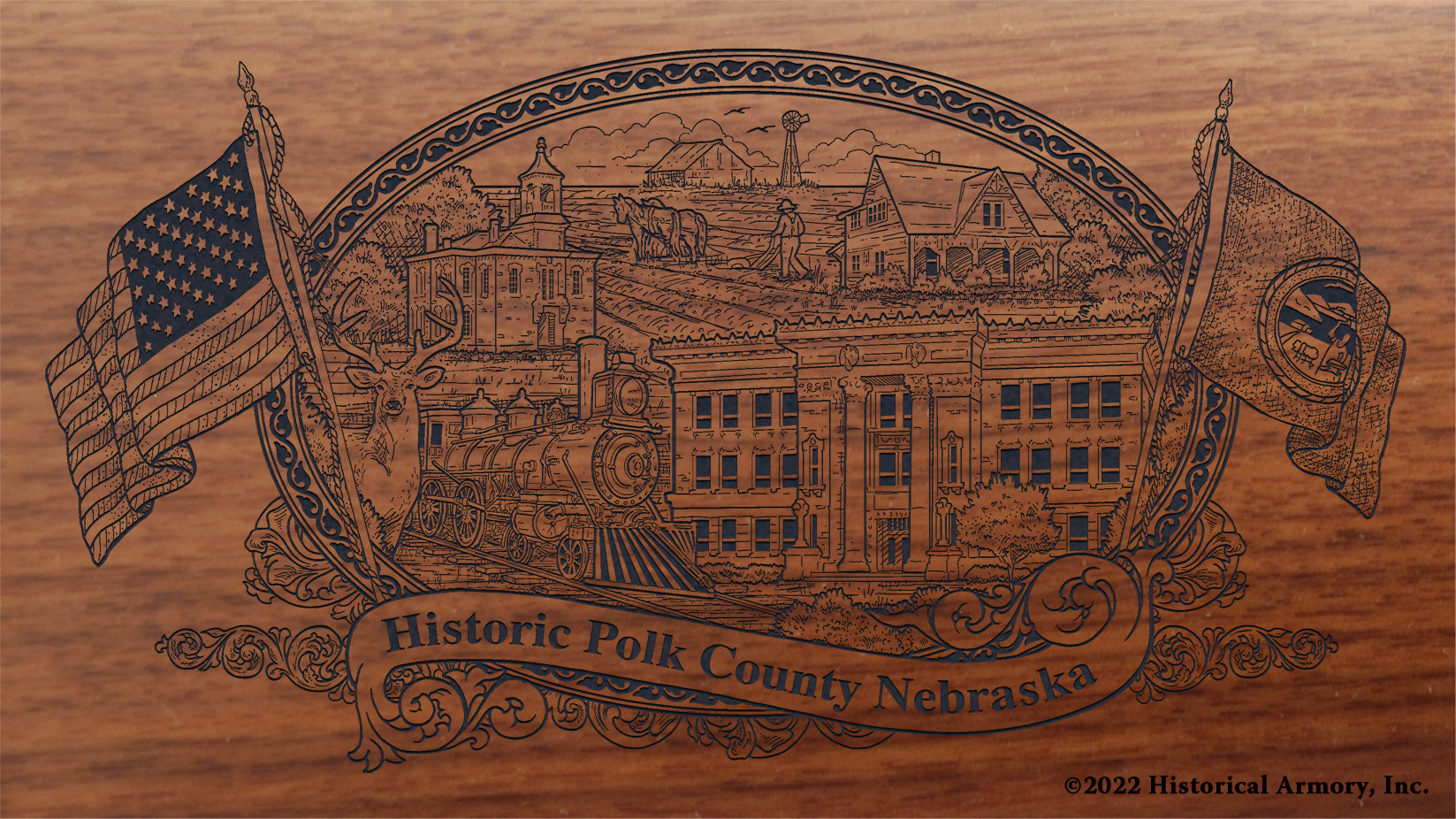 Polk County Nebraska Engraved Rifle Historical Armory