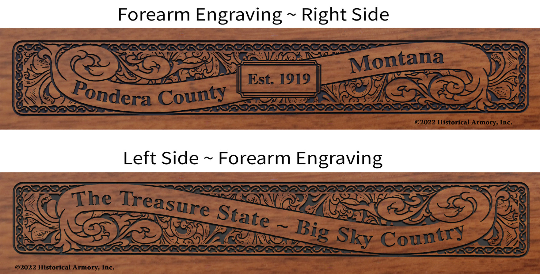 Pondera County Montana Engraved Rifle Forearm
