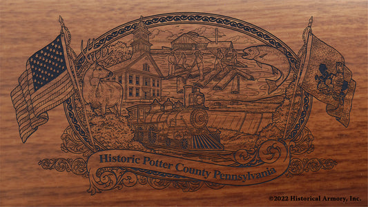 Potter County Pennsylvania Engraved Rifle Buttstock