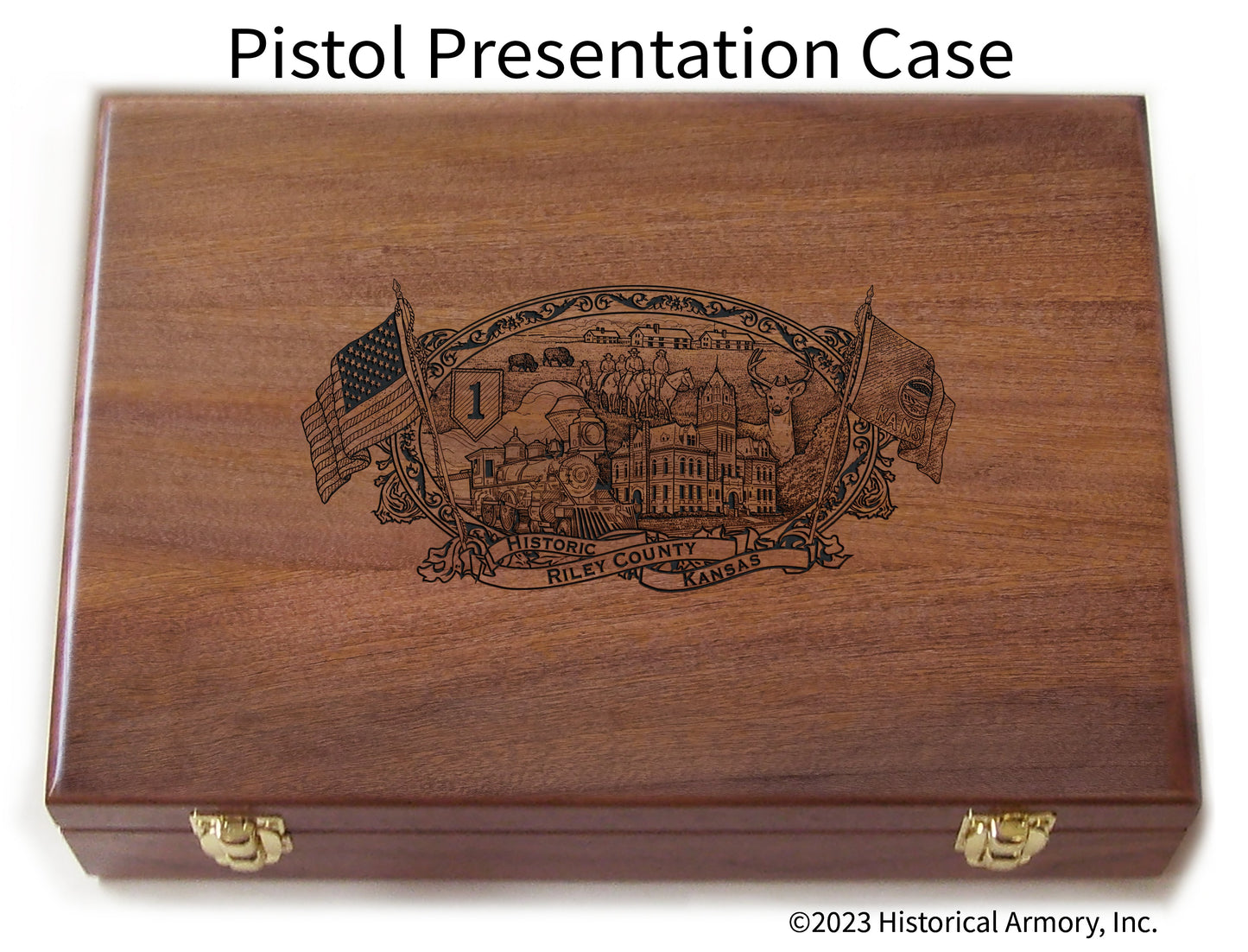 Riley County Kansas Engraved .45 Auto Ruger 1911 Presentation Case