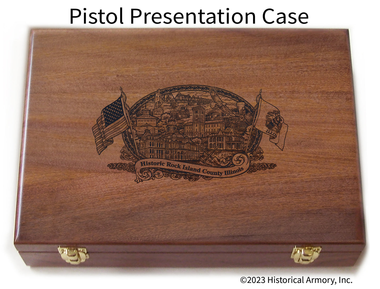 Rock Island County Illinois Engraved .45 Auto Ruger 1911 Presentation Case