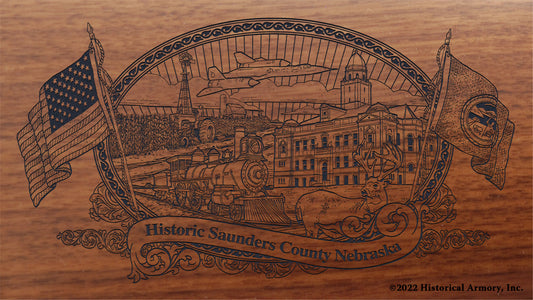 Saunders County Nebraska Engraved Rifle Buttstock