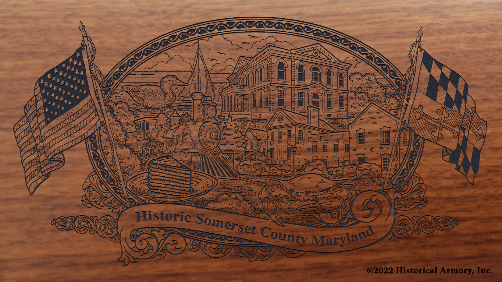 Somerset County Maryland Engraved Rifle Buttstock