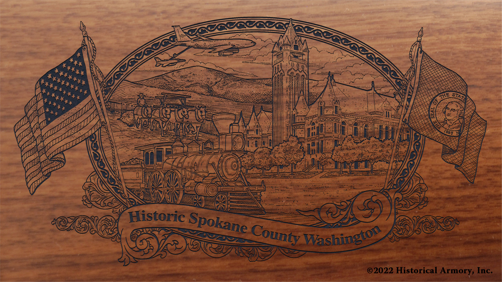 Spokane County Washington Engraved Rifle Historical Armory