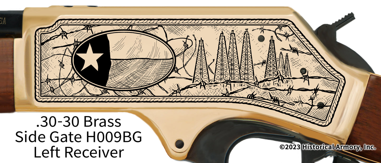 Texas State Oil & Gas Tribute Limited Edition Henry .30-30 Brass Side Gate Engraved Rifle