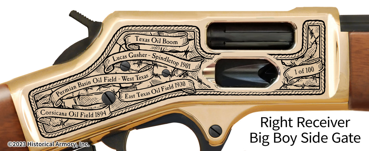 Texas State Oil & Gas Tribute Limited Edition Henry Big Boy Brass Side Gate Engraved Rifle
