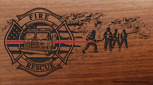 Thin Red Line Firefighter Engraved Rifle Buttstock