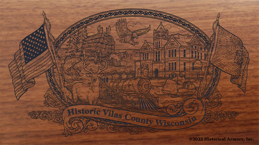 Vilas County Wisconsin Engraved Rifle Buttstock