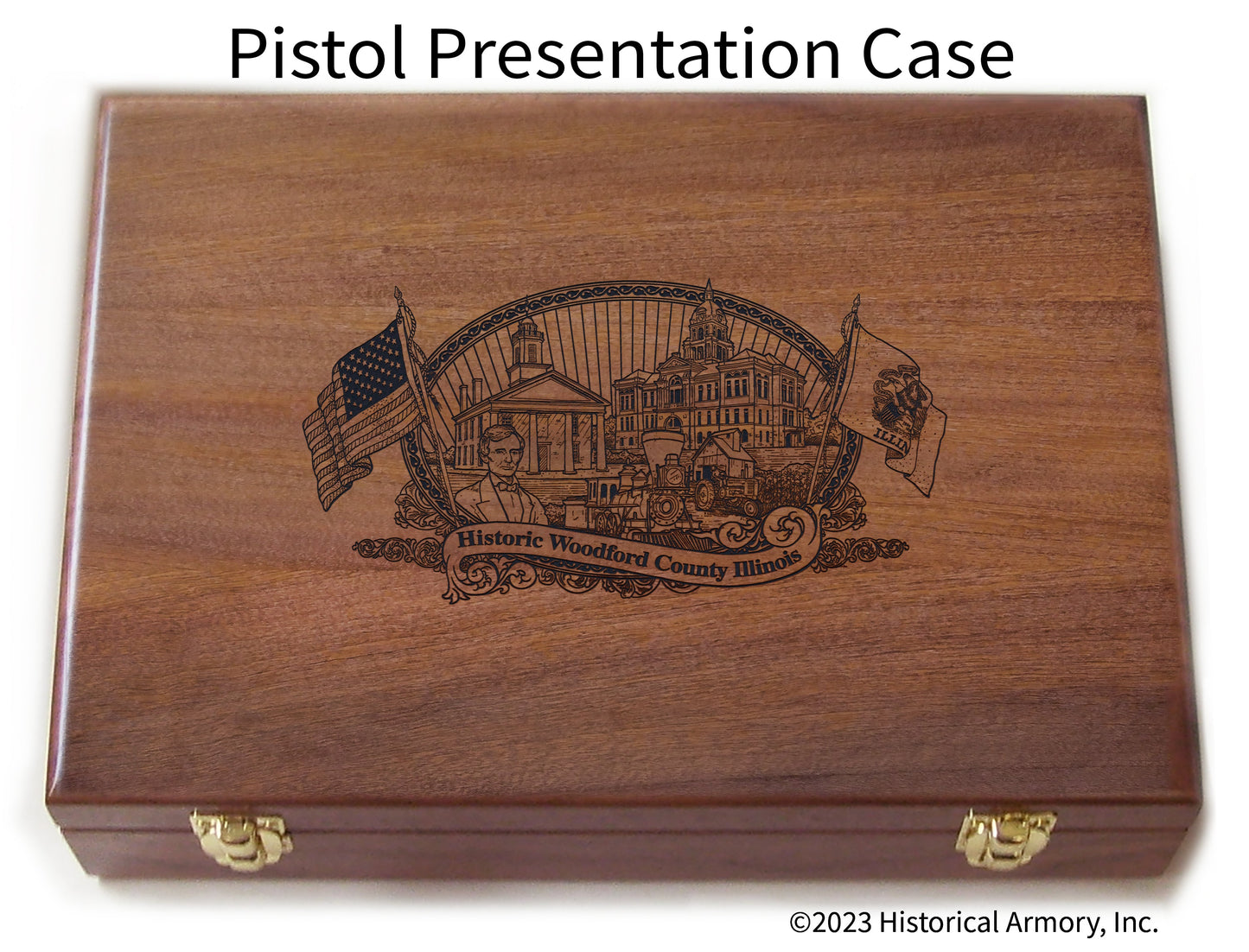 Woodford County Illinois Engraved .45 Auto Ruger 1911 Presentation Case