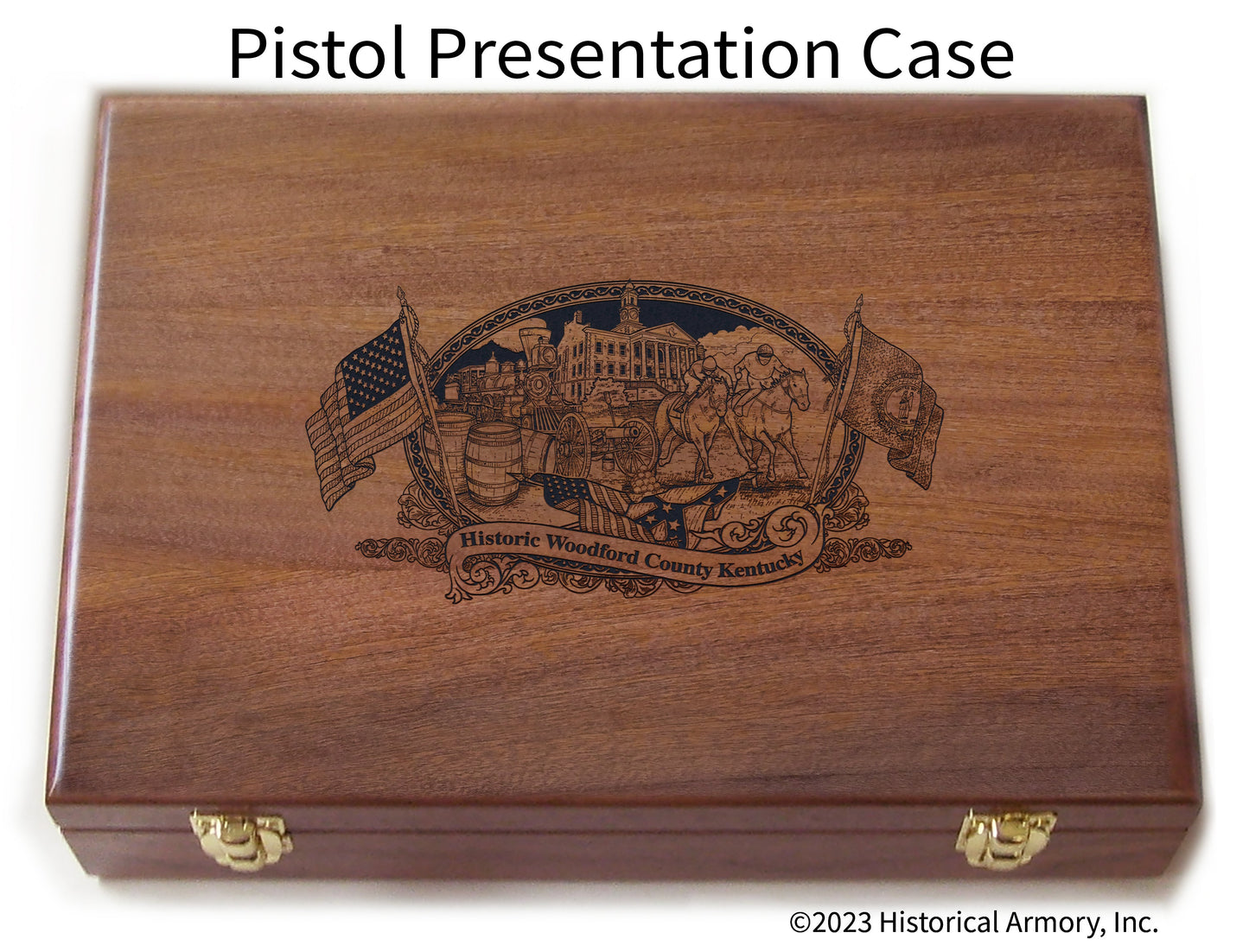 Woodford County Kentucky Engraved .45 Auto Ruger 1911 Presentation Case