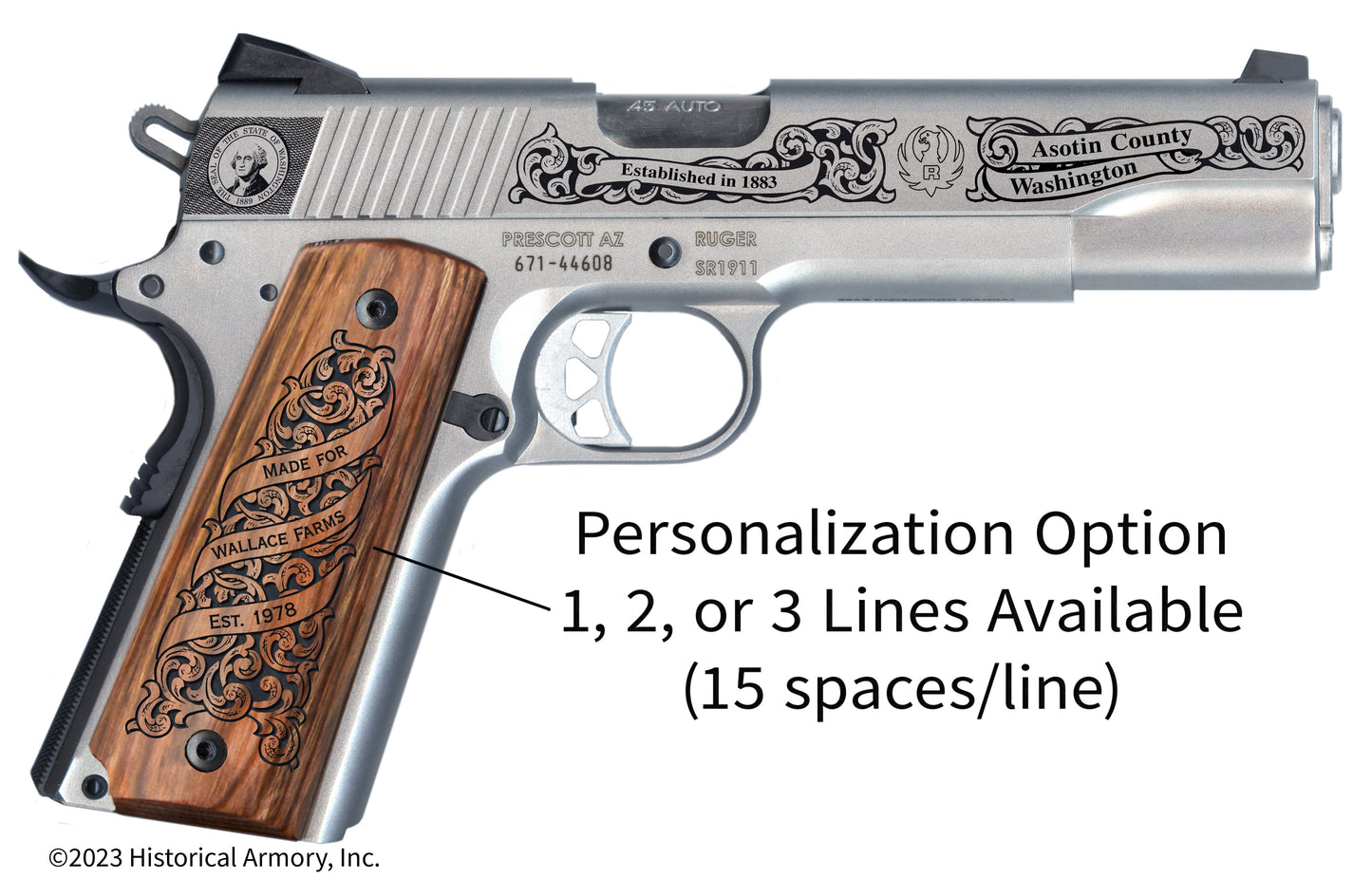 Asotin County Washington Personalized Engraved .45 Auto Ruger 1911