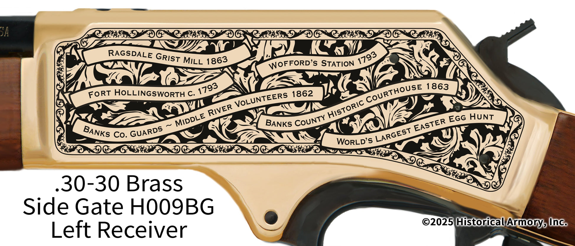 Banks County Georgia Engraved Henry .30-30 Brass Side Gate Rifle