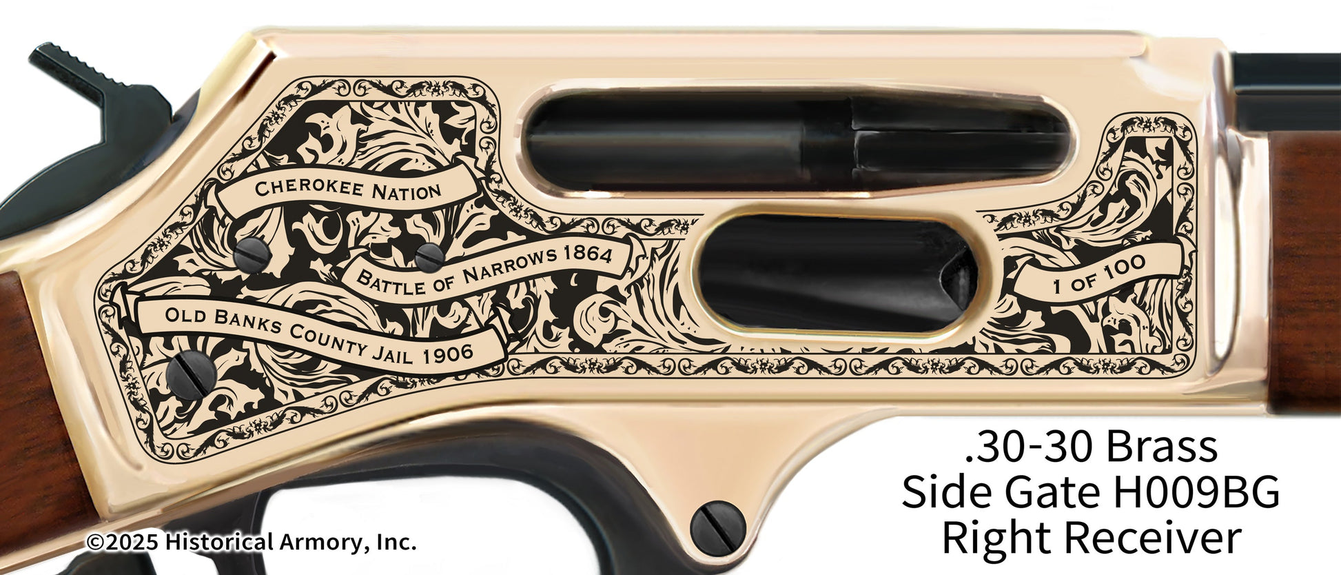 Banks County Georgia Engraved Henry .30-30 Brass Side Gate Rifle