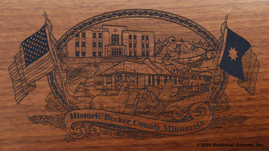 Becker County Minnesota Engraved Rifle Buttstock