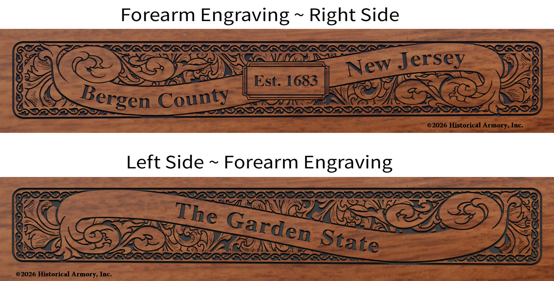 Bergen County New Jersey Engraved Rifle Forearm