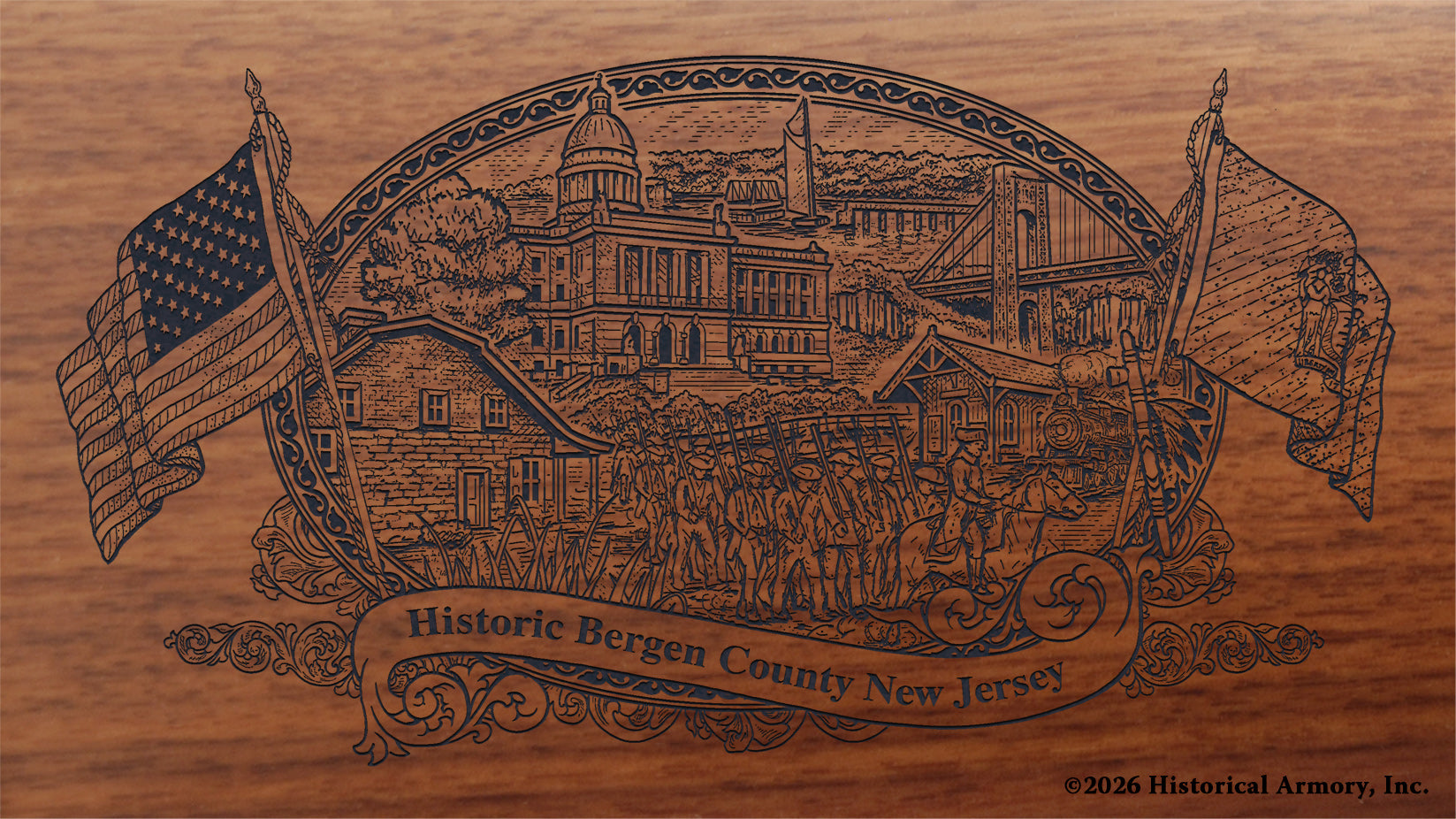 Bergen County New Jersey Engraved Rifle Buttstock