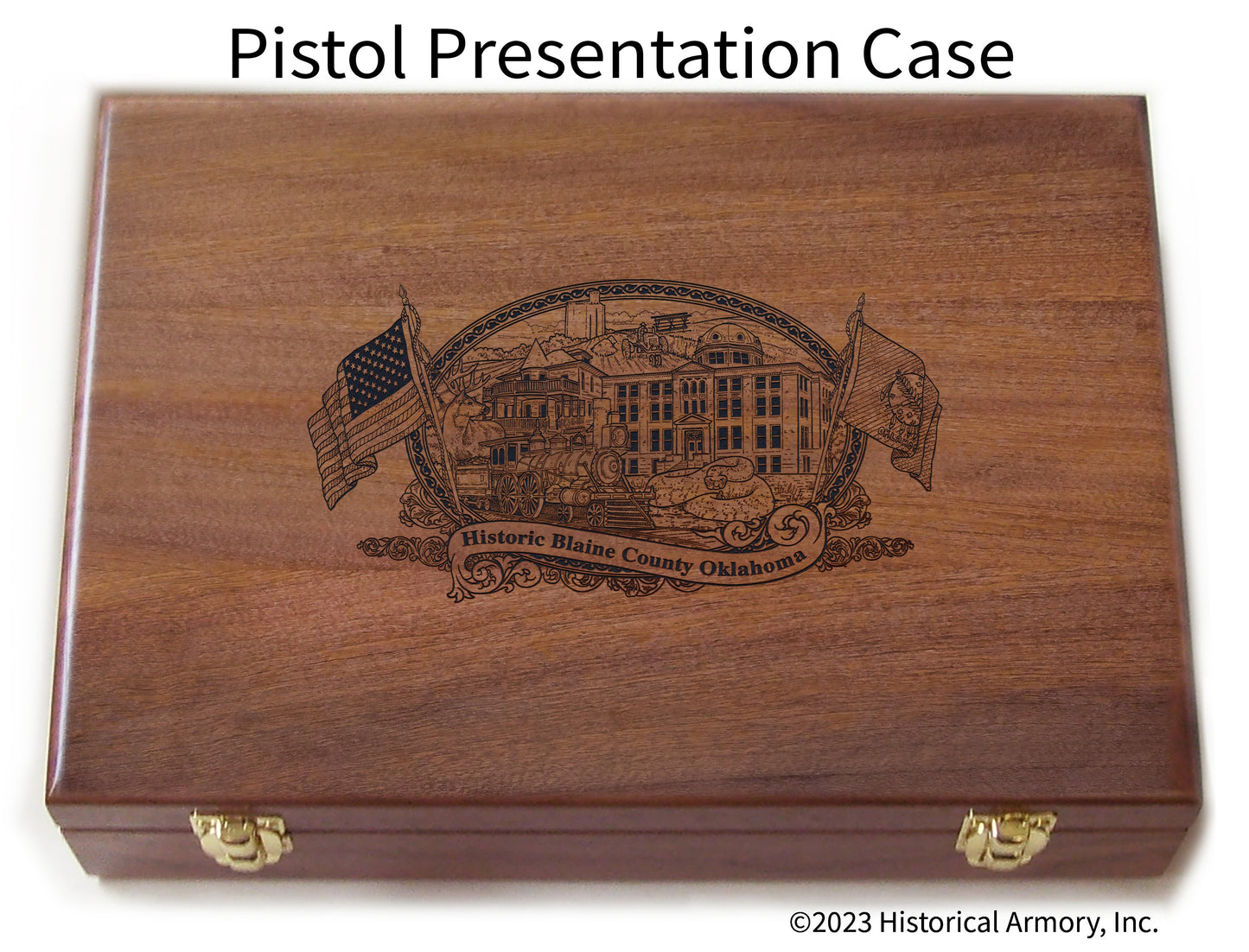 Blaine County Oklahoma Engraved .45 Auto Ruger 1911 Presentation Case
