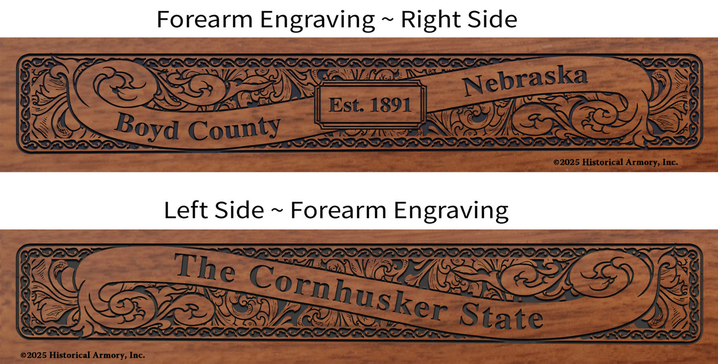 Boyd County Nebraska Engraved Rifle Forearm