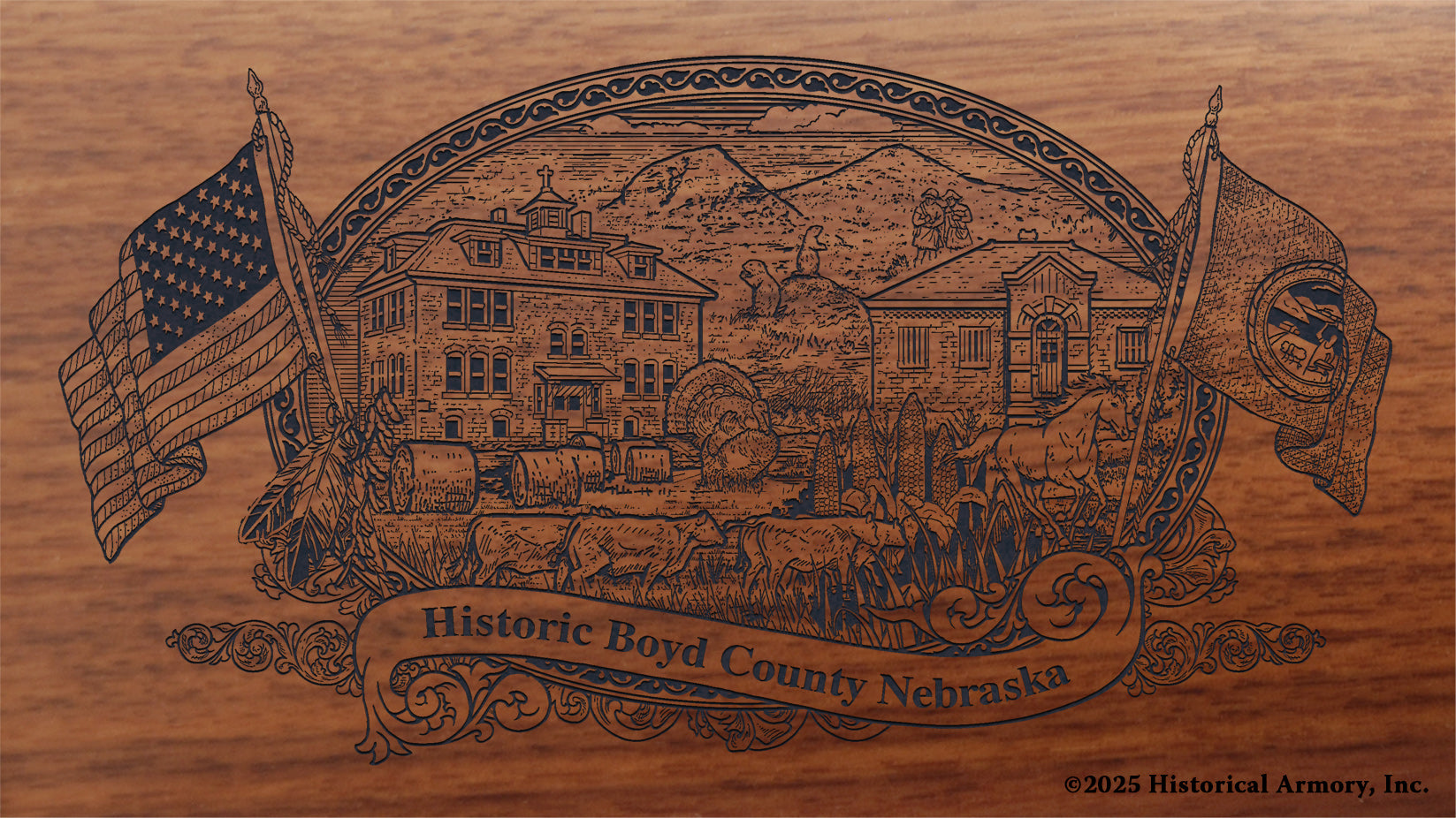 Boyd County Nebraska Engraved Rifle Buttstock