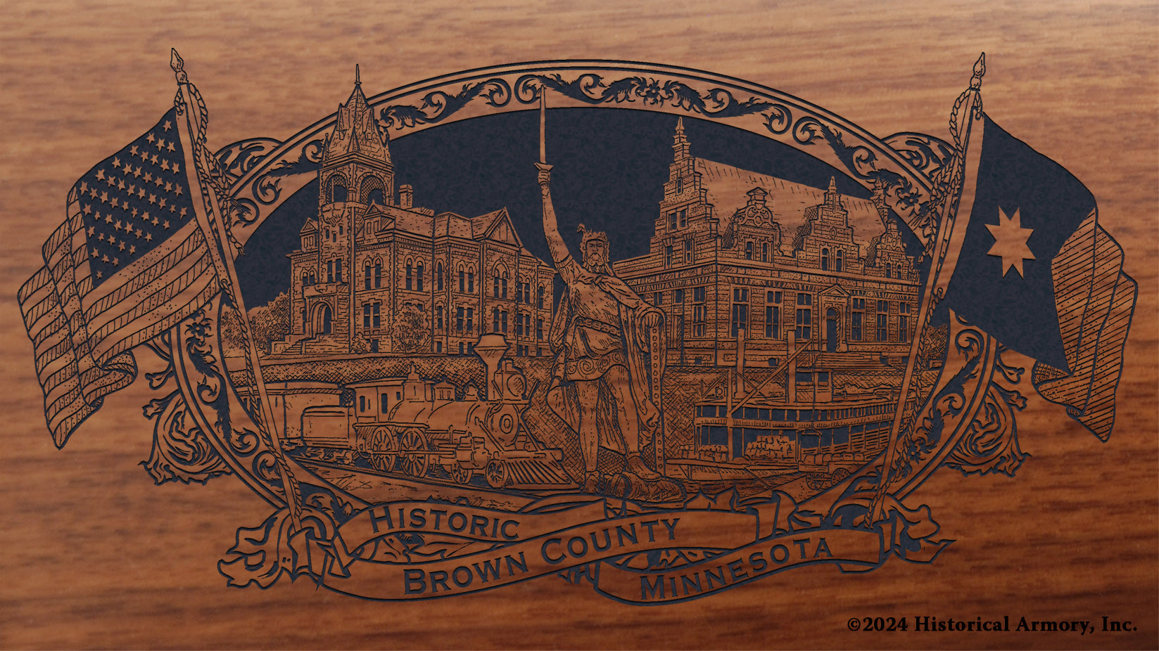 Brown County Minnesota Engraved Rifle Buttstock