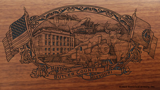 Butler County Missouri Engraved Rifle Buttstock