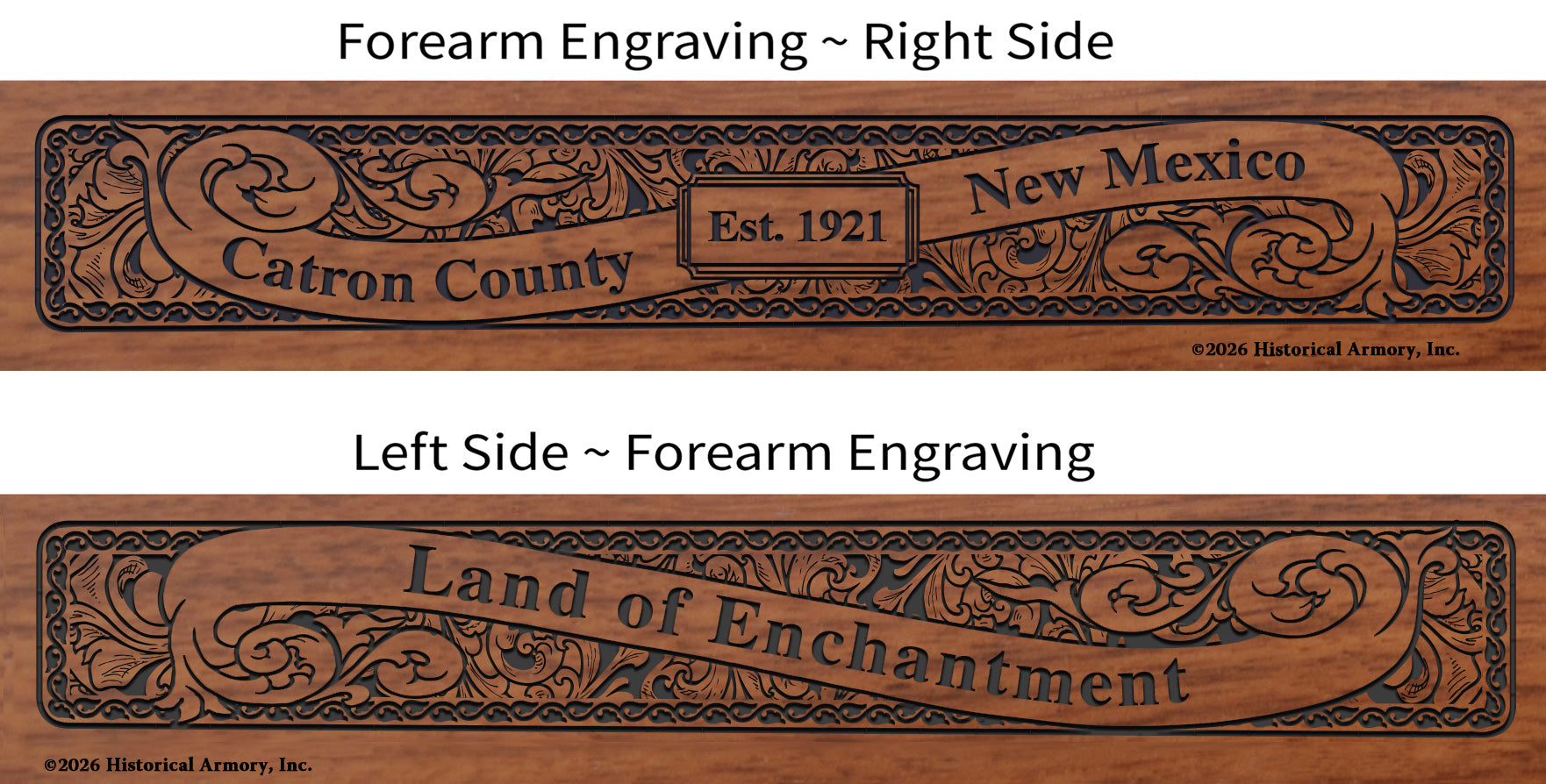 Catron County New Mexico Engraved Rifle Forearm