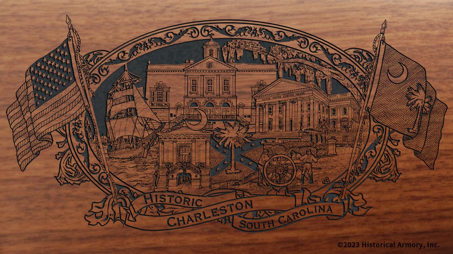 charleston county south carolina engraved rifle buttstock