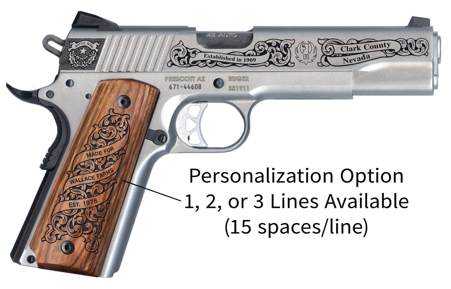 Clark County Nevada Personalized Engraved .45 Auto Ruger 1911
