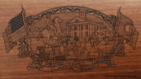 clarke county virginia engraved rifle buttstock