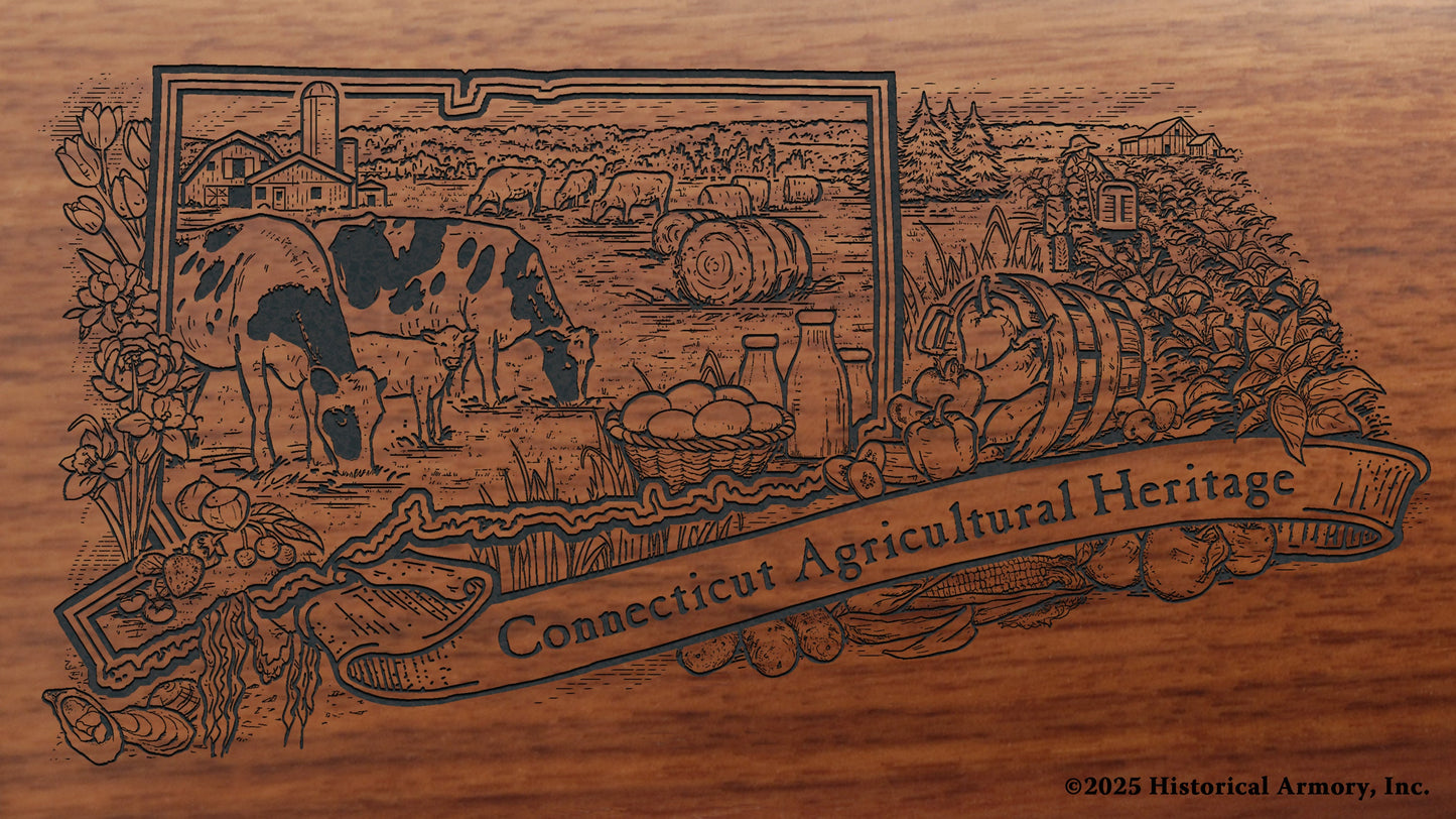 Connecticut  Agricultural Heritage Engraved Rifle Buttstock