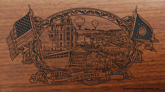 coshocton county ohio engraved rifle buttstock