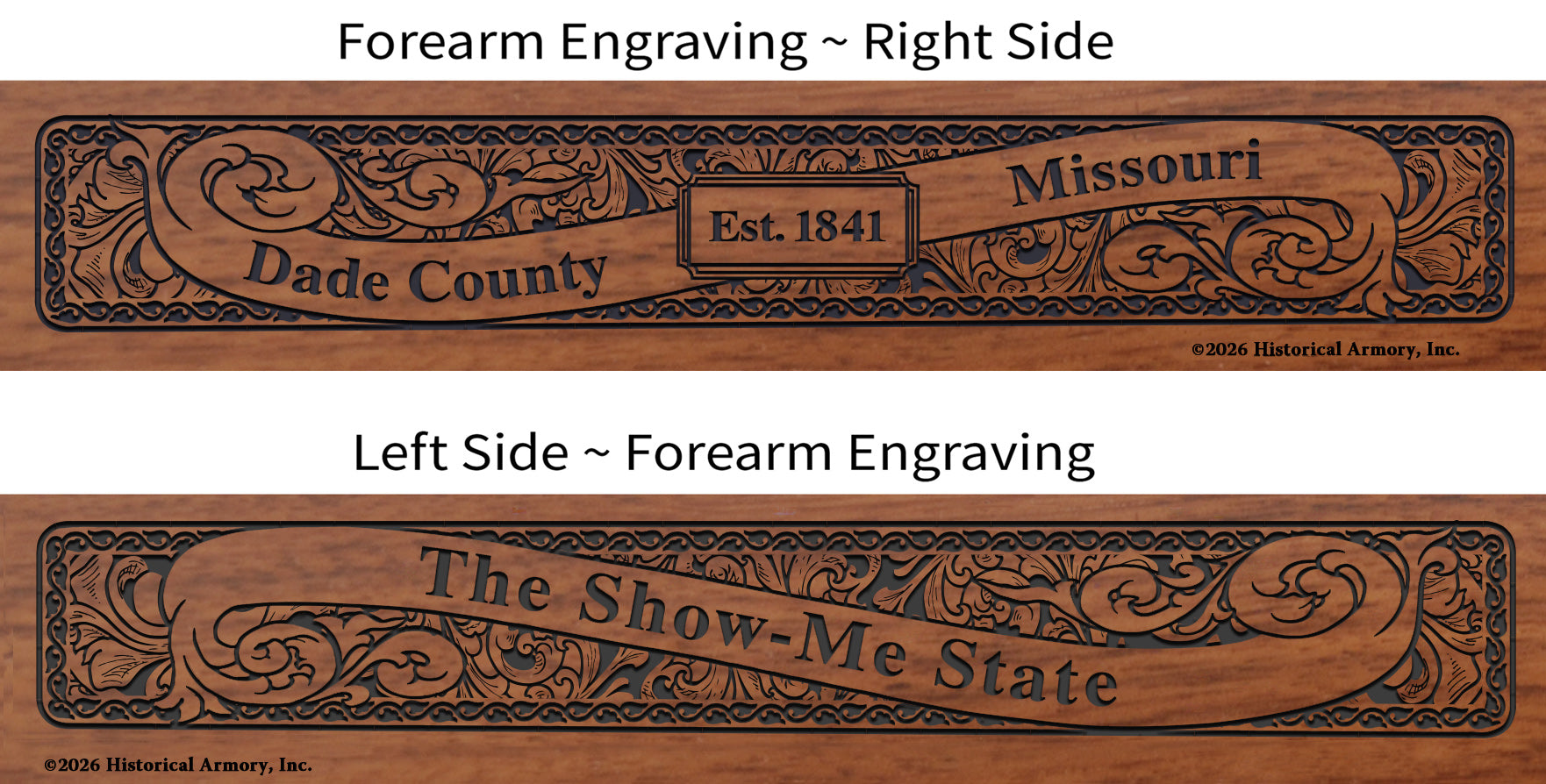 Dade County Missouri Engraved Rifle Forearm