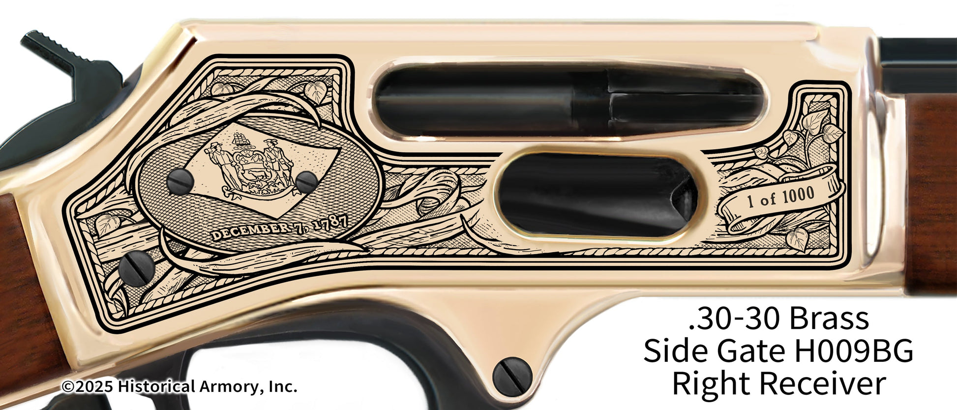 Delaware Agricultural Heritage Engraved Henry .30-30 Brass Side Gate H009BG Rifle