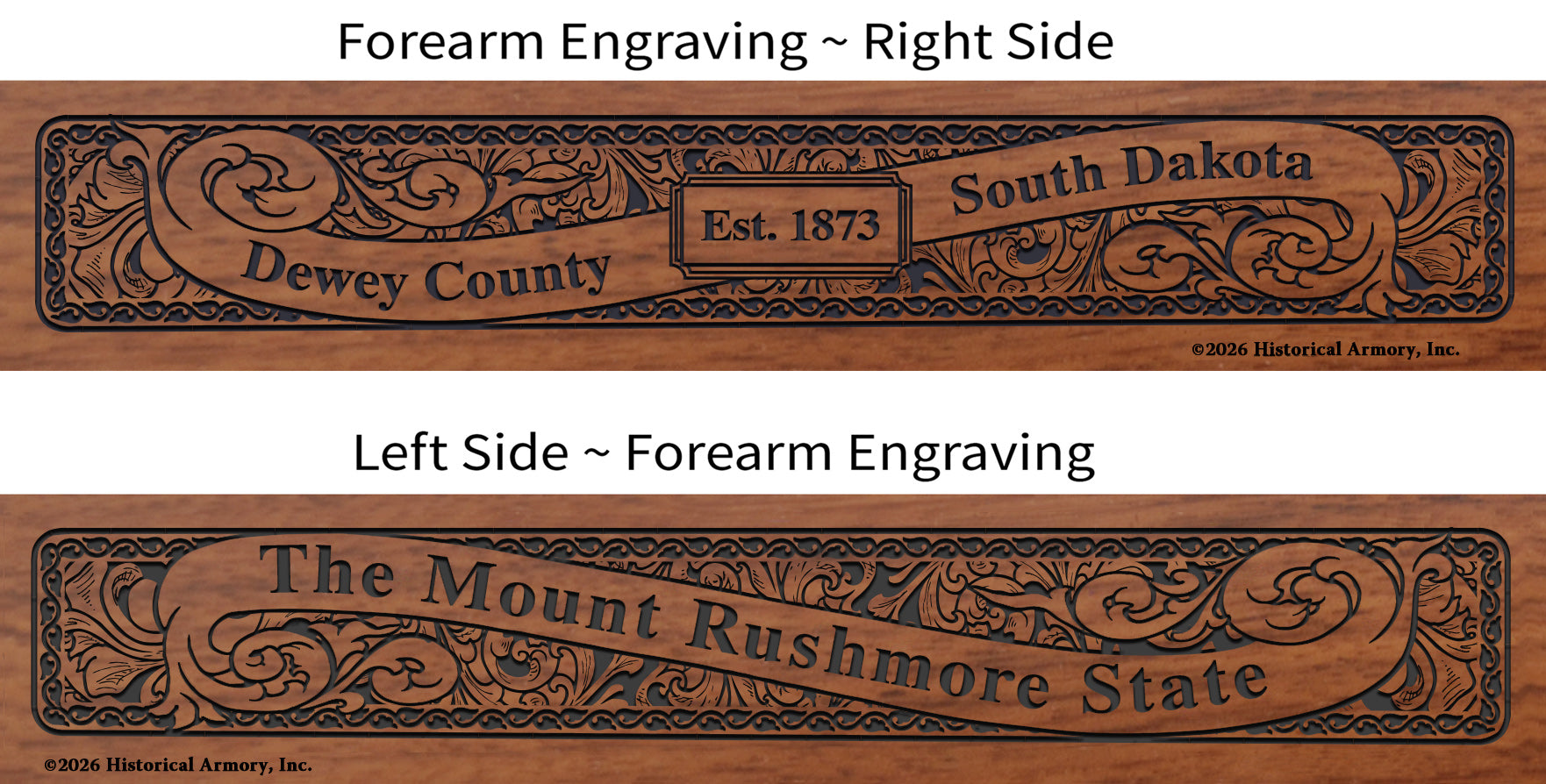 Dewey County South Dakota Engraved Rifle Forearm