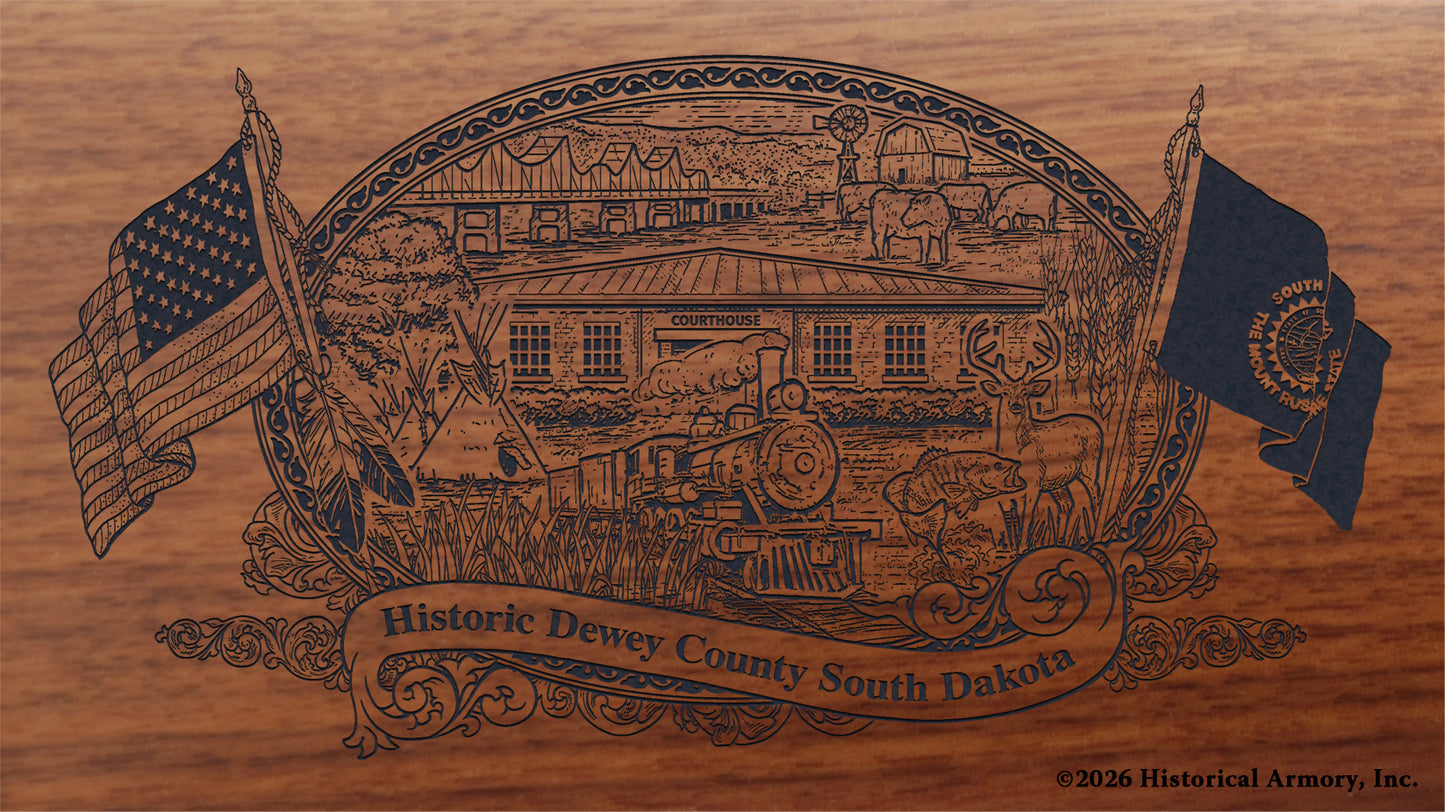 Dewey County South Dakota Engraved Rifle Buttstock