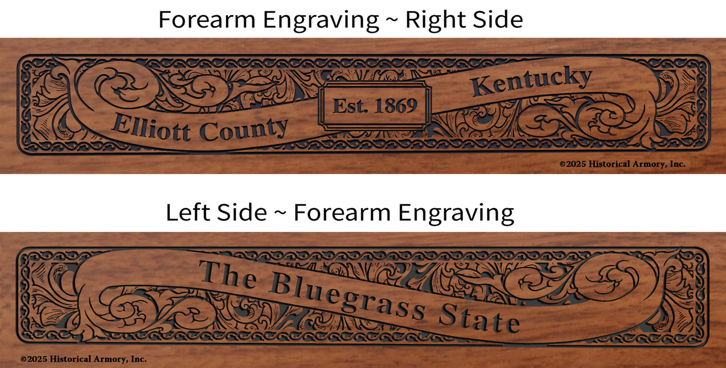 Elliott County Kentucky Establishment and Motto History Engraved Rifle Forearm
