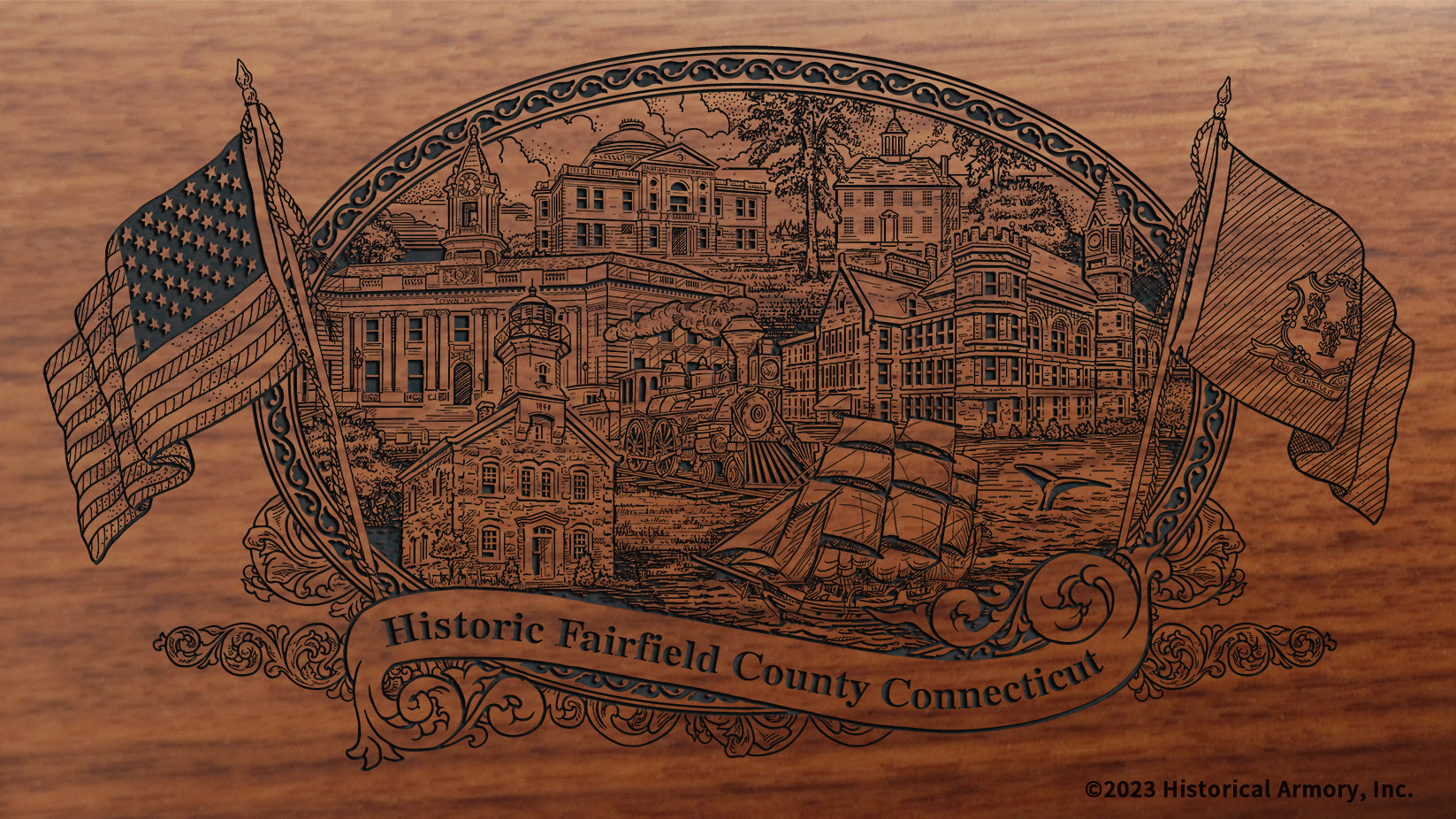 Fairfield County Connecticut Engraved Rifle