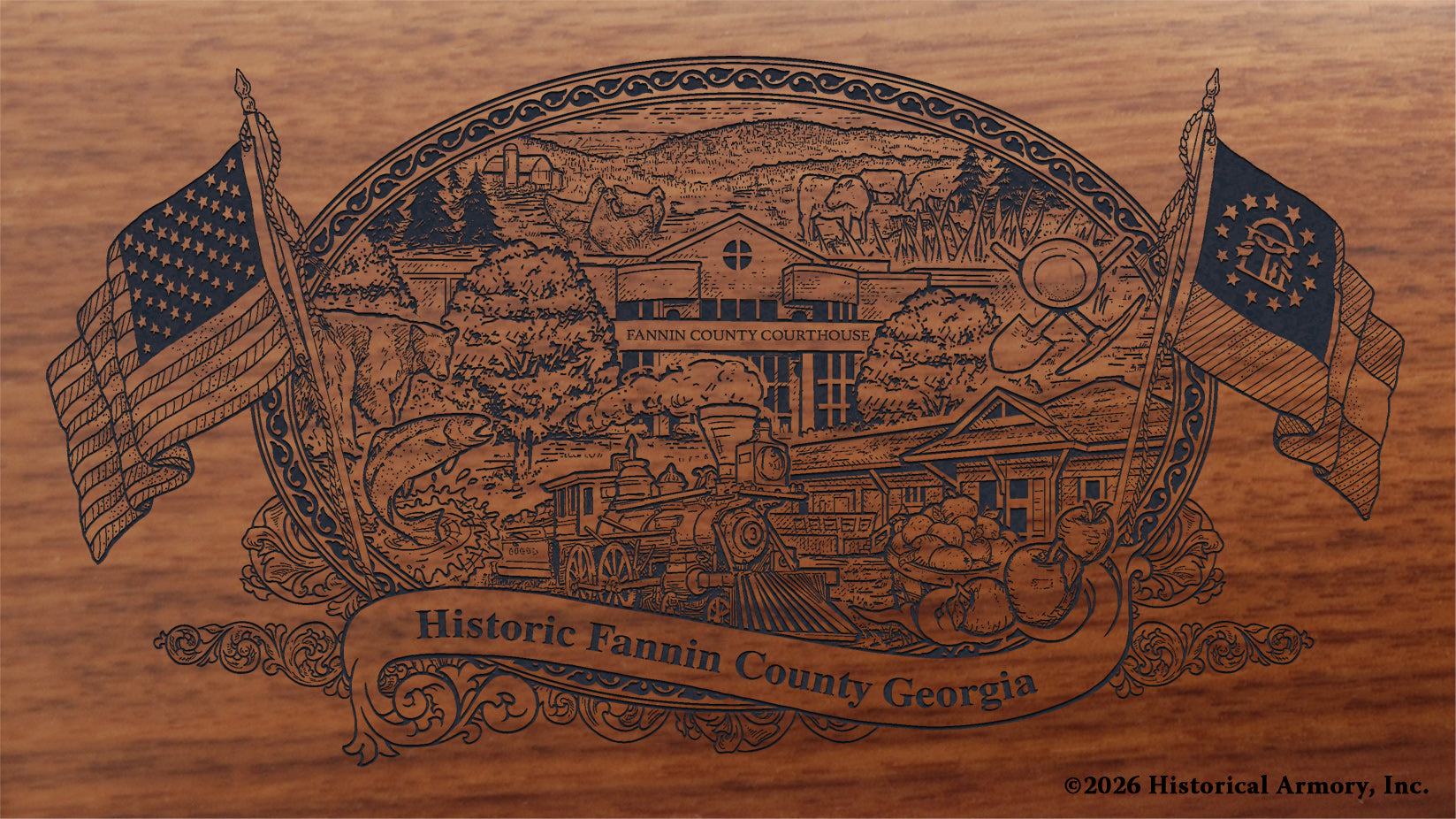 Fannin County Georgia Engraved Rifle Buttstock
