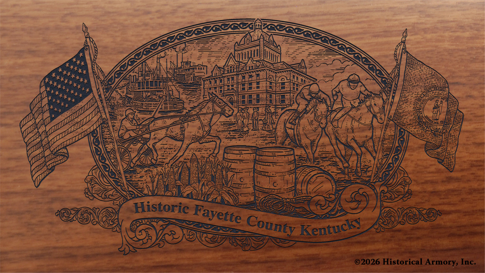 Fayette County Kentucky Engraved Rifle Buttstock