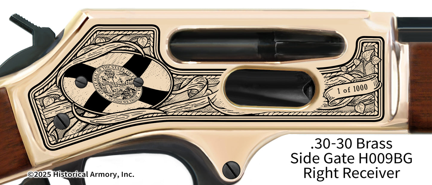 Florida Agricultural Heritage Engraved Henry .30-30 Brass Side Gate H009BG Rifle
