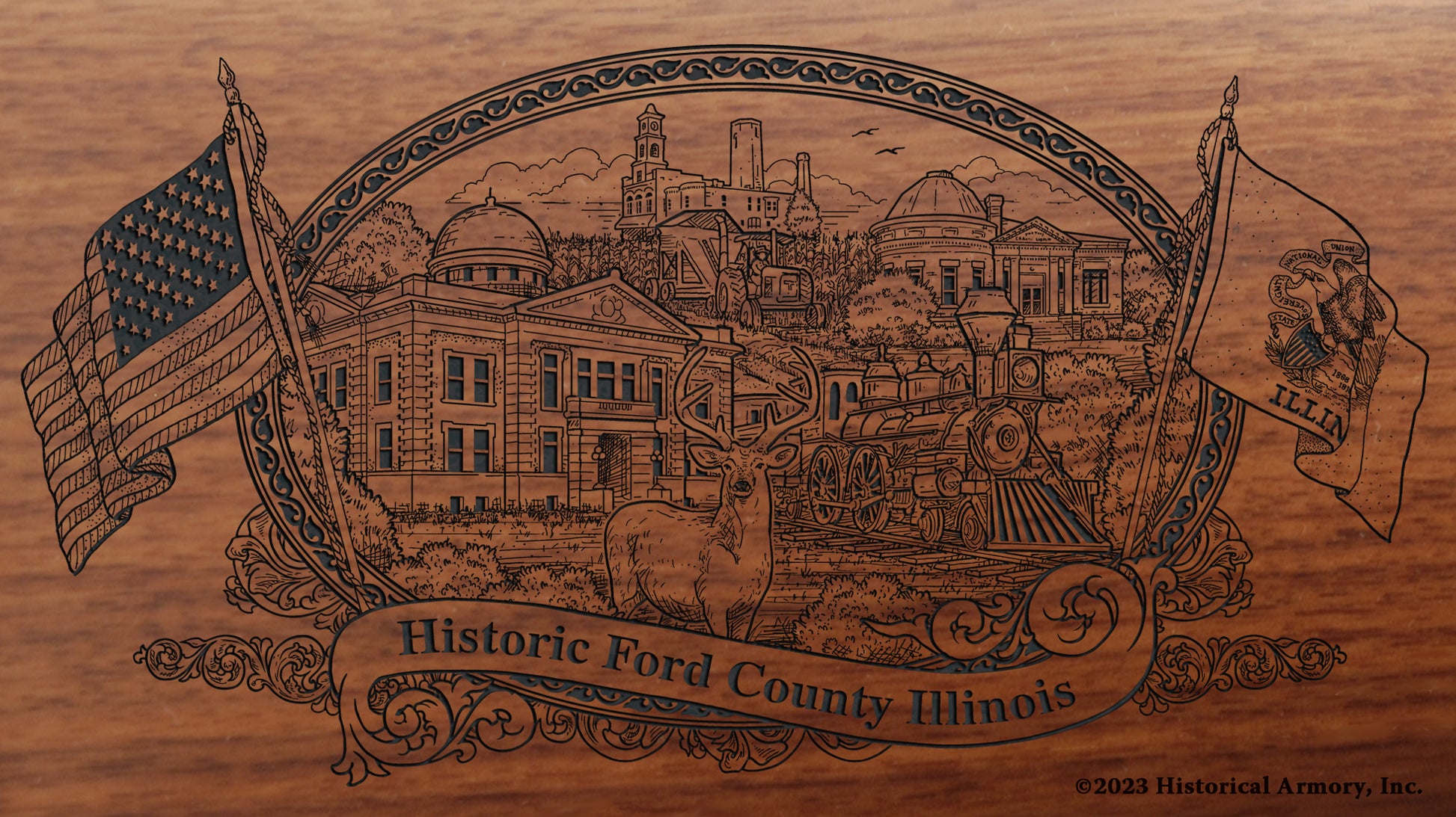 Engraved artwork | History of Ford County Illinois | Historical Armory