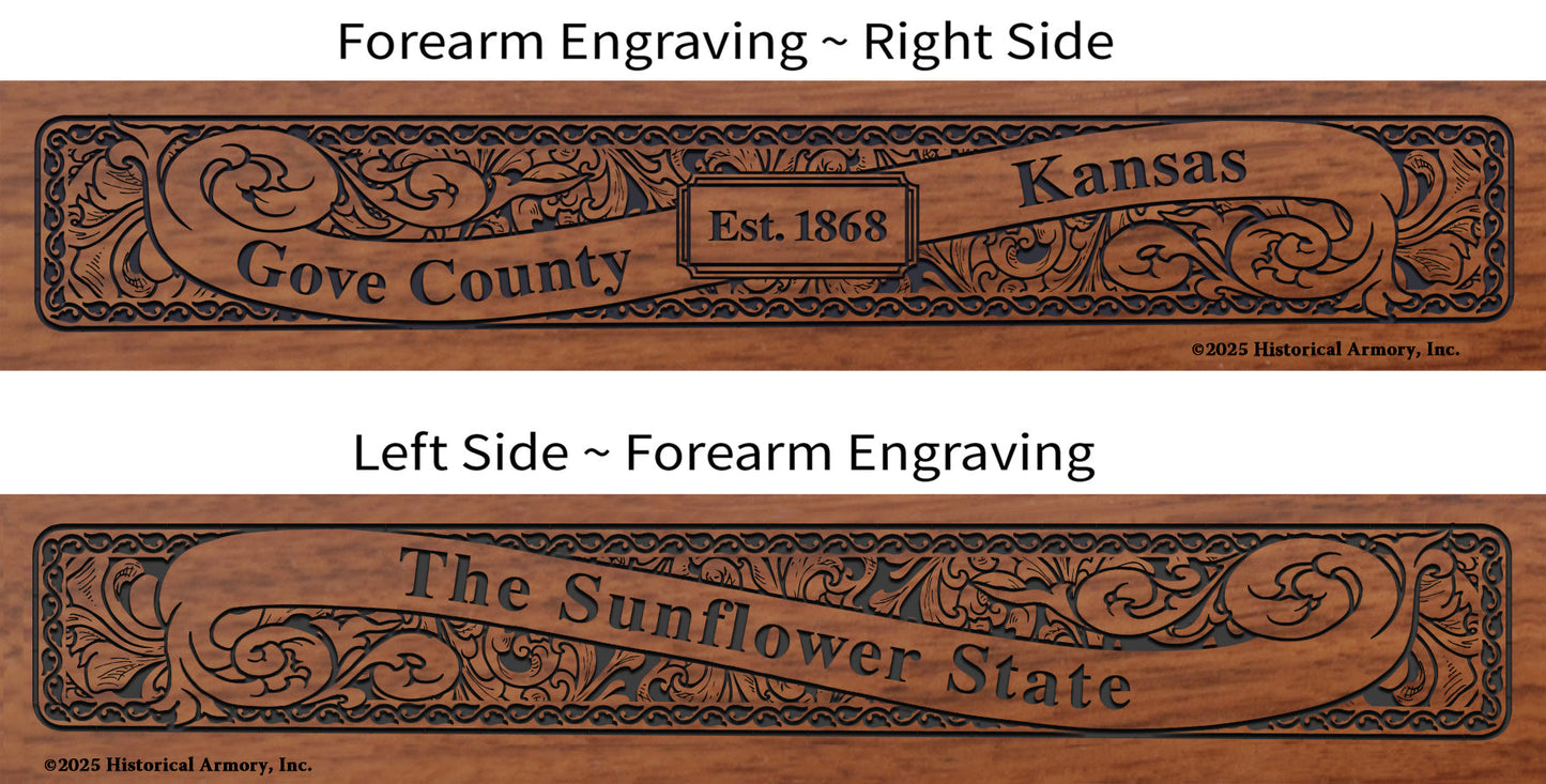 Gove County Kansas Engraved Rifle Forearm