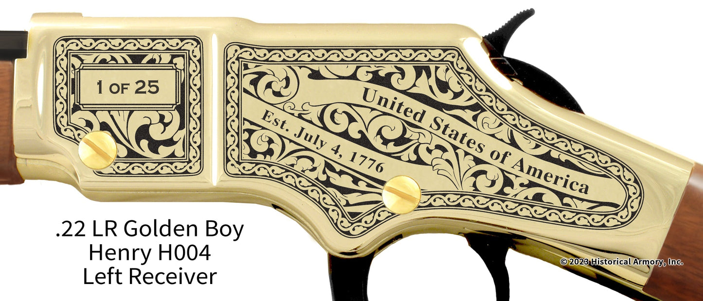 Mississippi County Missouri Engraved Henry Golden Boy Rifle